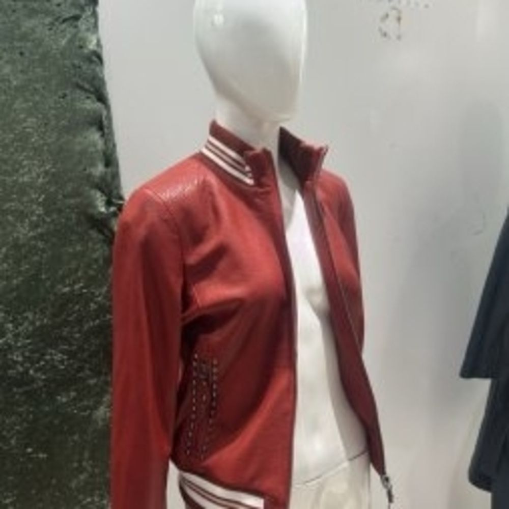 Ottimo Red Leather Jacket for Women - Picture 3 of 6